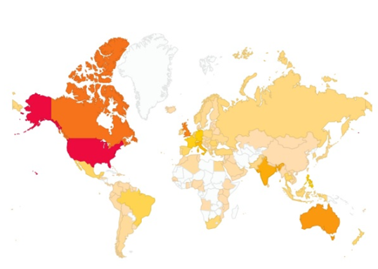WordPress Statisitics: Countries/Viewers Summary, Sept 4, 2013